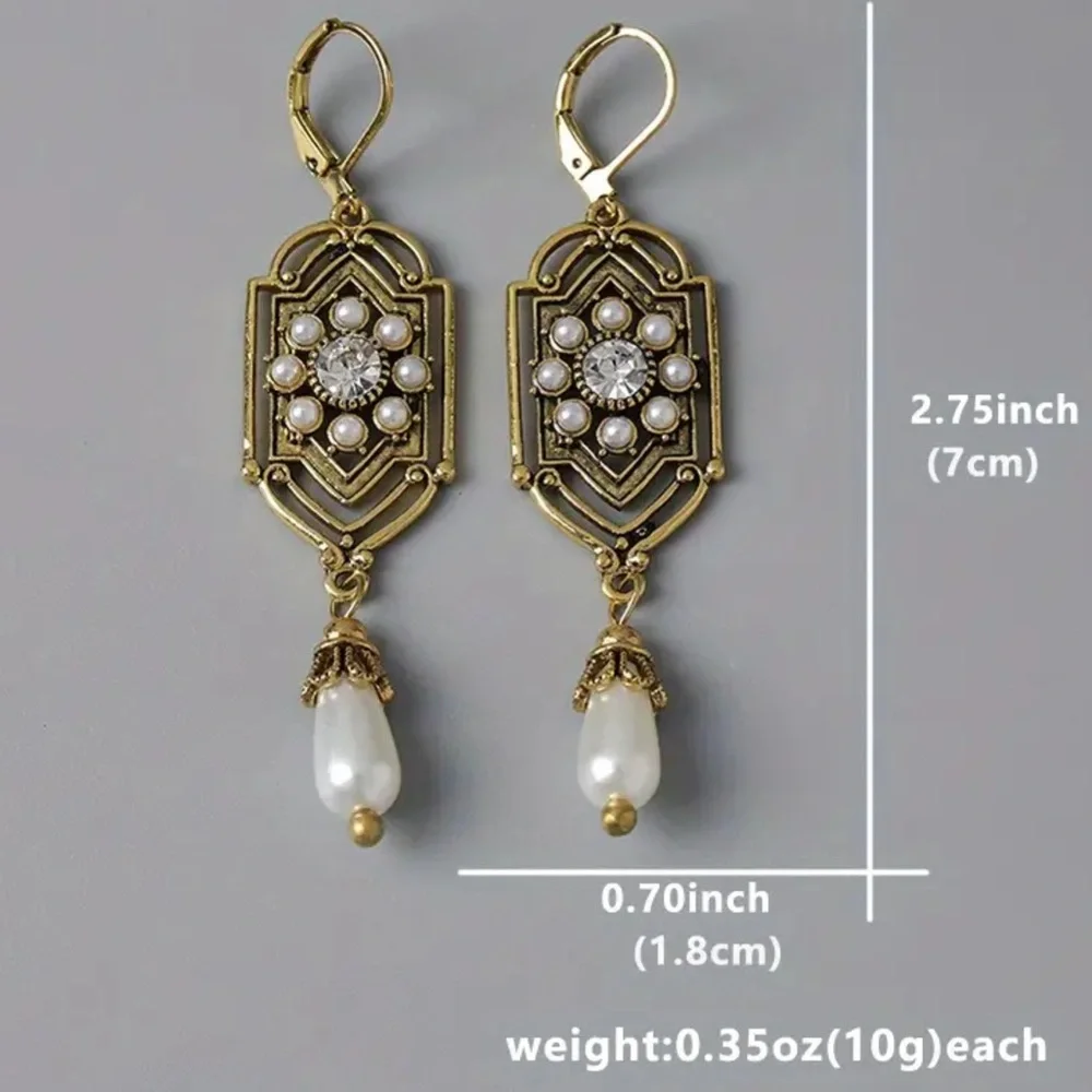- 💋Vintage Style Antique Gold Floral drop dangle earrings